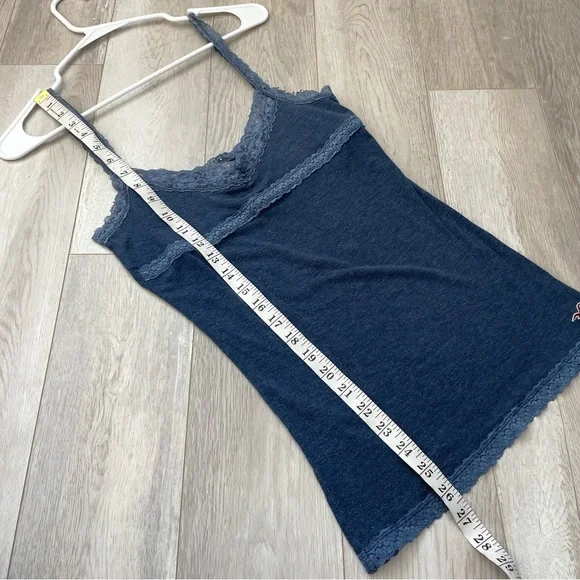 Hollister Y2K Tank Top lace babydoll womens Blue (small) stretch vintage 2000s - Picture 6 of 7
